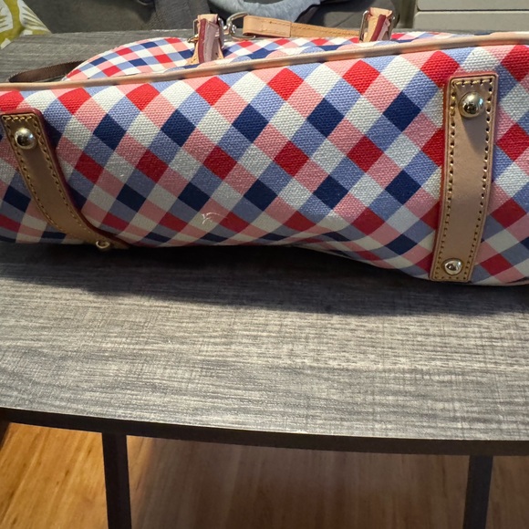 Dooney & Bourke Red and Blue Plaid Satchel - Picture 4 of 7